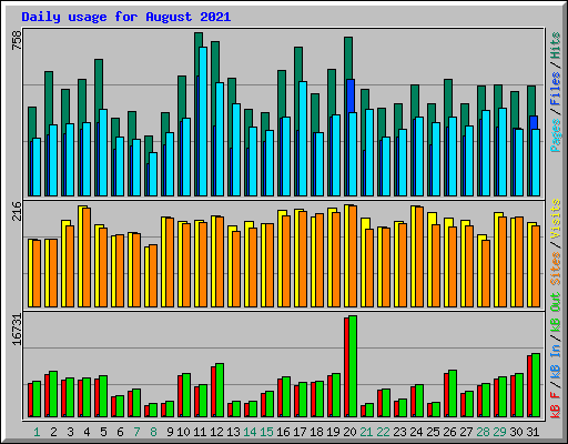 Daily usage for August 2021