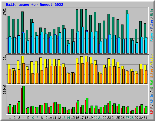 Daily usage for August 2022