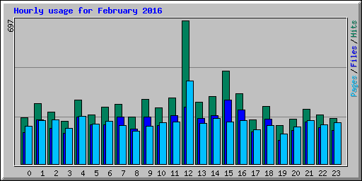 Hourly usage for February 2016